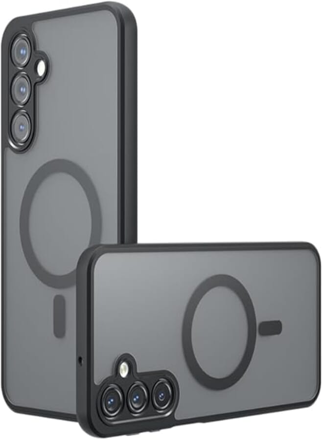 FASCINATION phone case compitable with Samsung galaxy A56 Magnetic Phone Case, Translucent Matte Black Shockproof TPU bezel +PC back case phone Cover for Samsung galaxy A56